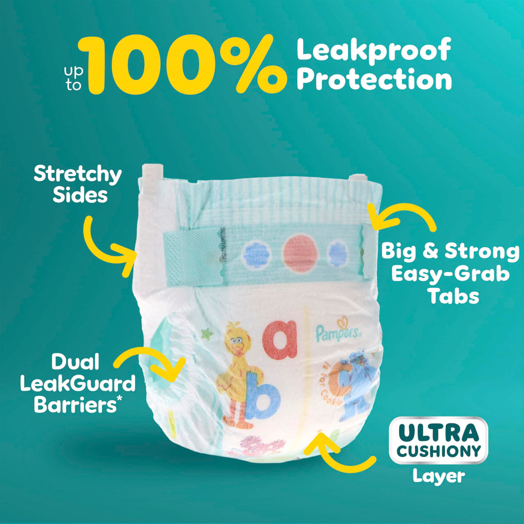Pampers Baby Dry Ultra Cushiony Diapers, Size 1 (8-14 lbs), 120 Count, Up to 100% Leakproof (Packaging May Vary)