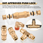 CheeMuii 156 PCS Brass DOT Air Line Fittings with 4 Roll 100FT 1/8" 1/4" 3/8" 1/2" DOT Air Lines Kit Push Lock Air Fitting Quick Connect Air Fittings with Air Hose Pneumatic Tubing