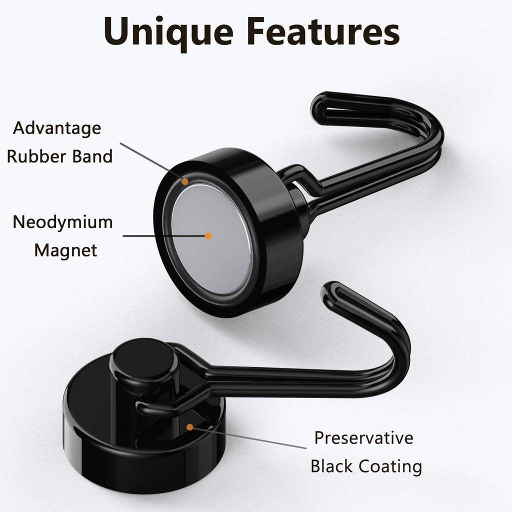 Tohoer Magnetic Hooks, Neodymium Magnets Hook Heavy Duty 30LBS with Rust Proof for Fridge, Refrigerator, Oven, Grill, BBQ, Key, Tools Holder, Utensil, Kitchen, Outdoor, Magnet for Hanging Wreaths