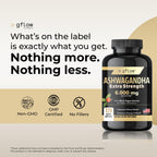 gflow vitamins Ashwagandha Supplements for Women and Men 6000mg | Sleep, Mood and Energy Support | Extra Strength, Vegan Friendly, Non-GMO, Made in USA