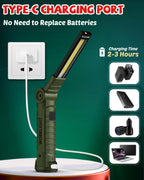 Coquimbo Tool Gifts for Men Him, Rechargeable LED Work Light Grill Light with Magnetic Base and Hook 5 Modes 360° Rotate Mechanic Light Dad Husband Mens Birthday Gifts (2 Pack Green)