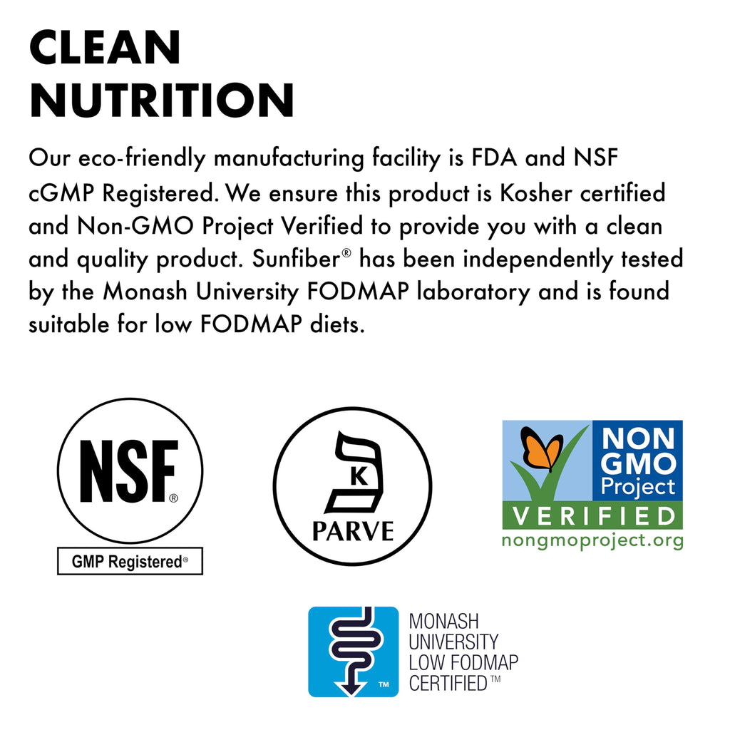 BlueBonnet Nutrition Sunfiber – 6 g of Plant Based Prebiotic Soluble Fiber – Supports Digestive Health* - Instant Dissolve – Non-GMO, Vegan, Kosher, Low-FODMAP – Unflavored, 7.4 OZ, 30 Servings