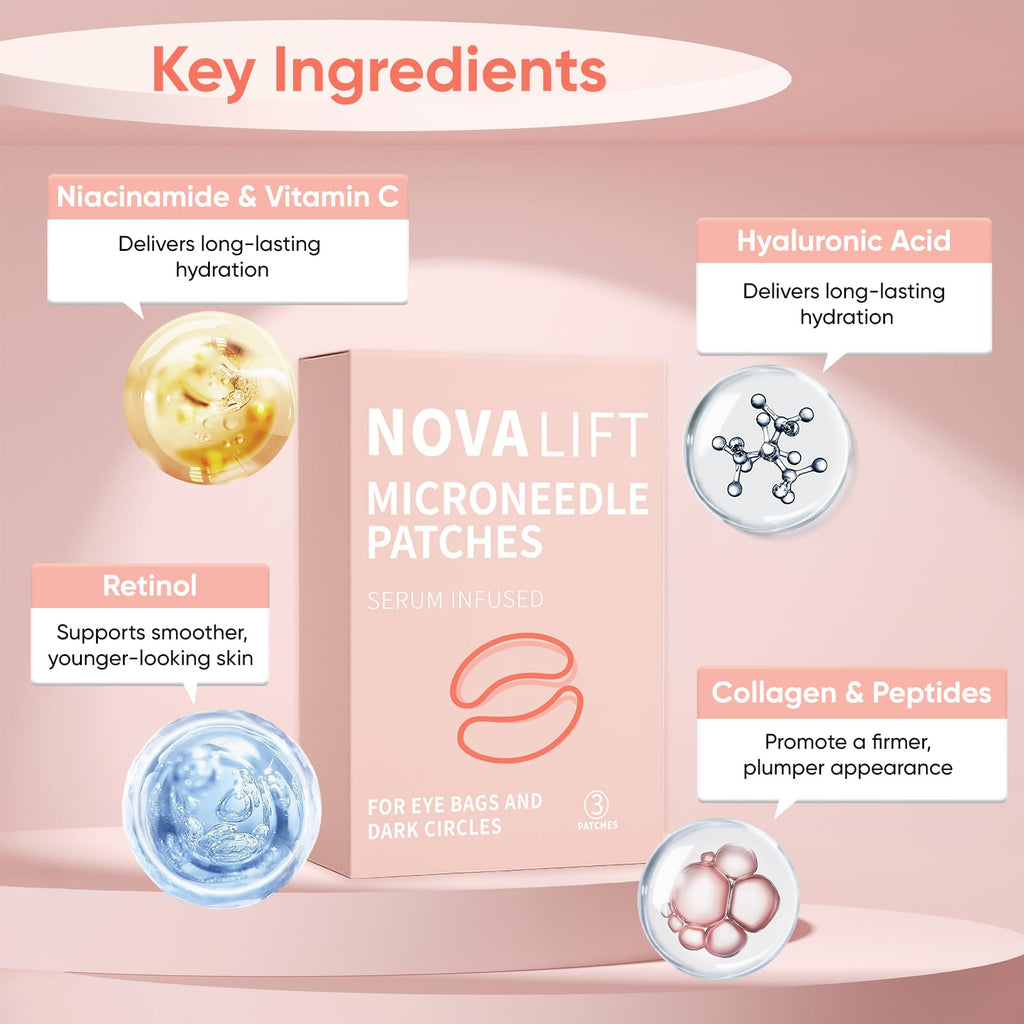 NOVALIFT Micro Eye Patches – Under Eye Patchs Smile Line Patches (2BOX(6 Pairs))