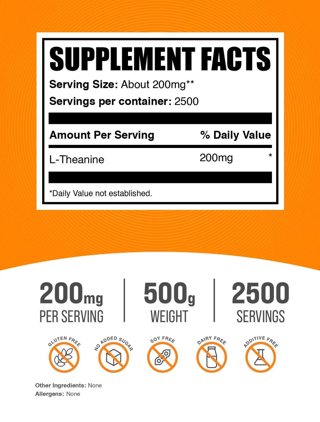 BulkSupplements.com L-Theanine Powder - L-Theanine Supplement, L-Theanine 200mg - Amino Amino Supplement, Pure & Gluten Free, 200mg per Serving, 500g (1.1 lbs) (Pack of 1)