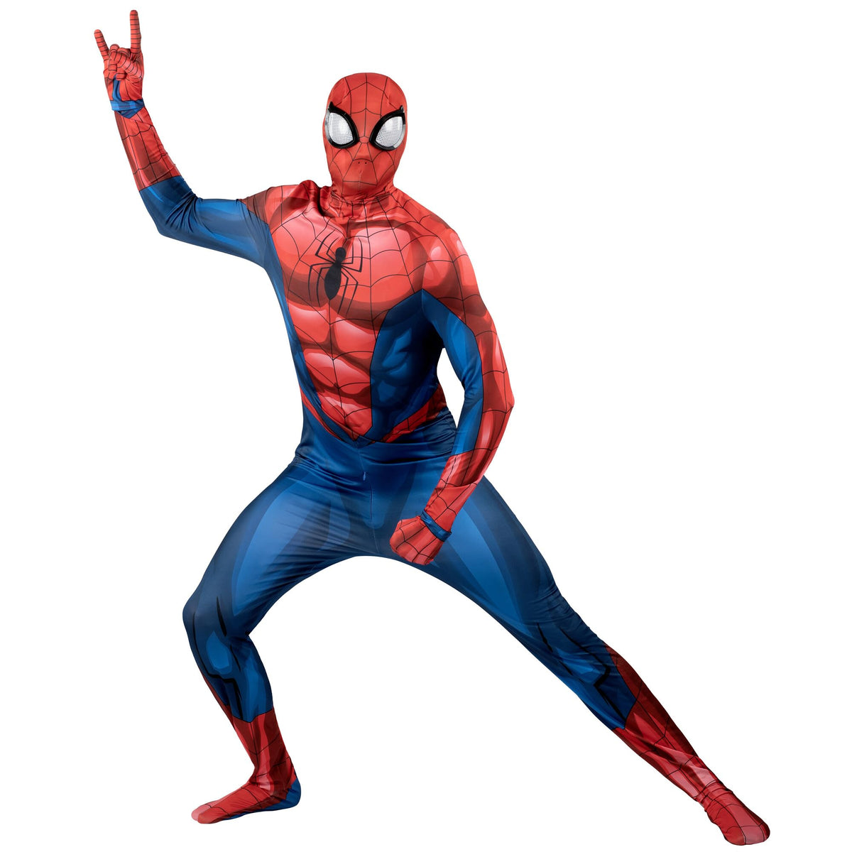 MARVEL Spider-Man Official Adult Deluxe Zentai Halloween Costume - Stretch Spandex with Hidden Zippers and Wrist Slits (M)