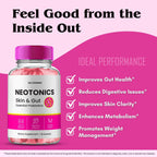 Neotonics Skin and Gut Gummies, Neotonics Skin & Gut Health, Neotonics Gummies Glow Up Skin Supplement Neotonics Clear Skin Supplement - Skin Gummies For Smooth Skin Probiotic Gummies Reviews (3 Pack)