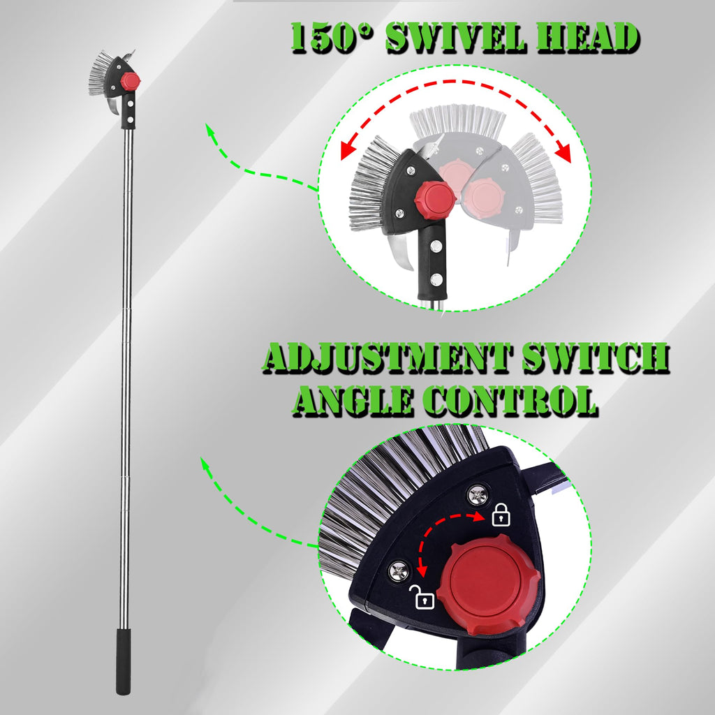 BARAYSTUS Crack Weeder Long Handle 3-in-1 Adjustable Crevice Cleaning Tool with Stainless Steel Weed Brush with 2 Scrapers Weed Puller Tool for Driveway, Patio Sidewalk to Remove Moss Weeds Dirt