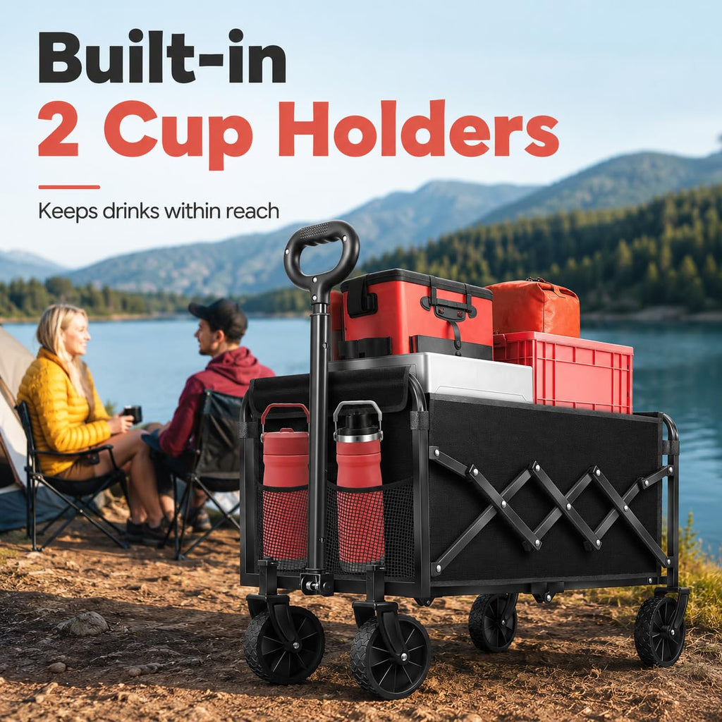 Collapsible Wagon Cart with Wheels Foldable, Compact Folding Utility Wagon