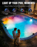 2026 Upgrade Solar Pool Lights Only for Inground Pool & Steel Wall Above Ground Pool, IP68 Waterproof, 17 Lighting, 6800mAh, Underwater Submersible Pool Lights with Remote, for Pool Party(1 Pack)