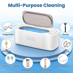 Ultrasonic Cleaner, 48kHz Ultrasonic Jewelry Cleaner Machine for Eyeglasses, Jewelry, Rings, Watch Straps, Dentures and More, Dual Cleaning Modes & 304 Stainless Steel Tank, 400ML Capacity, White