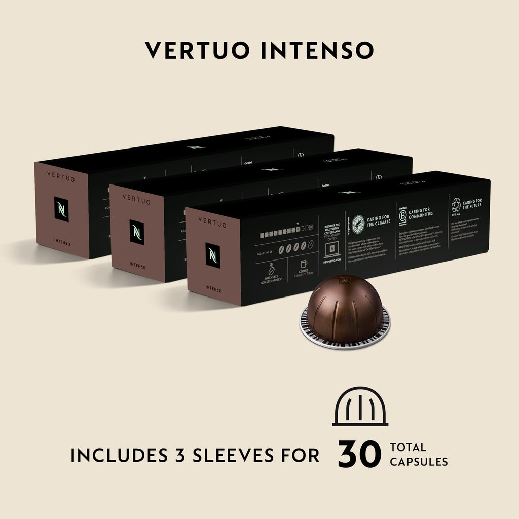 Nespresso Vertuo, Intenso, Dark Roast, 30-Count Coffee Pods