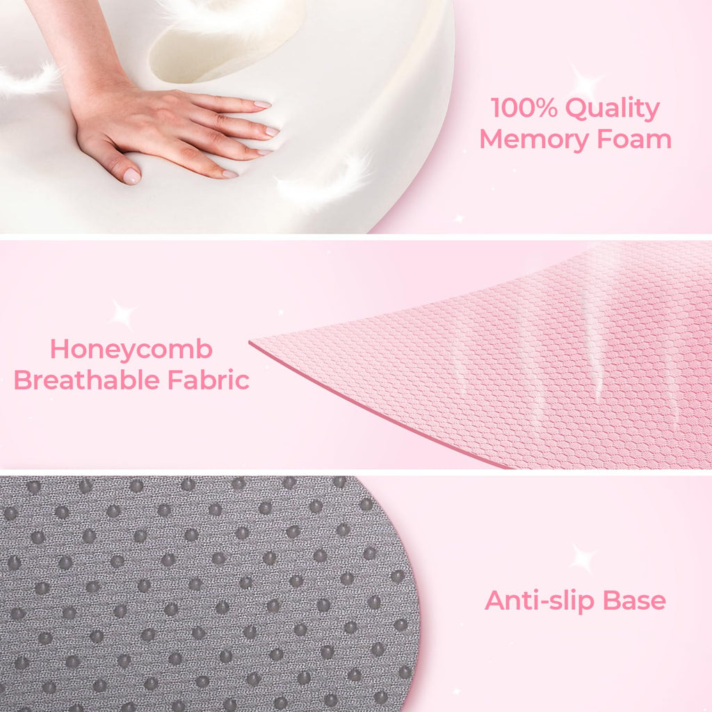AUVON Innovative Donut Pillow Hemorrhoids Scientific Center Hole and Tailbone Cutout, Orthopedic Pain Relief Donut Seat Cushion for Coccyx, Sciatica, After Surgery Sitting Relief