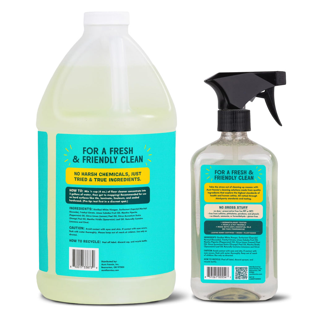 Aunt Fannie's All Purpose Household Cleaner Bundle, Multi-surface Spray and Refill, Powered by Vinegar for Kitchen, Bath, Windows and Countertops, Eucalpytus Scent