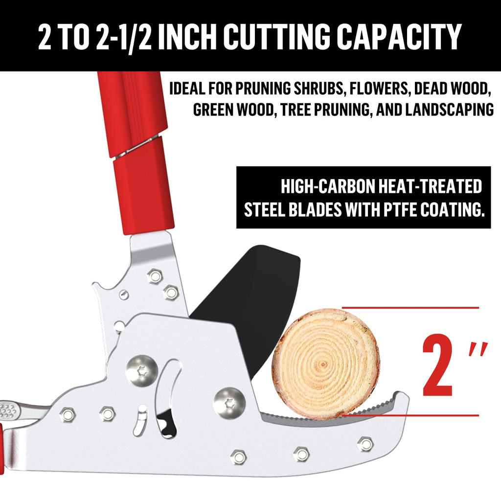 GARTOL Heavy-Duty Extendable Loppers, 28"-41" Telescopic Tree Trimmer, Double Ratcheting Branch Cutter, Anvil Lopper for Thick Branches, Cuts 2" Dry Wood