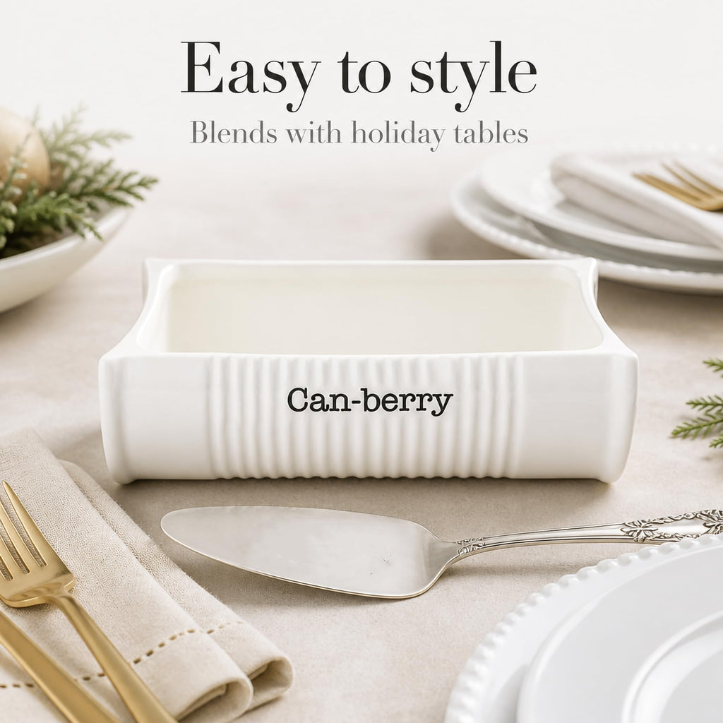 Mud Pie Can-Berry Ceramic Cranberry Serving Dish, Includes Spatula