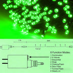 HOME LIGHTING 200 LED 66FT Christmas String Lights, St Patricks Day Fairy Lights with 8 Lighting Modes, String Mini Light Plug in for Indoor Outdoor Tree Garden Wedding Party Decoration, Green