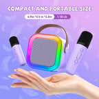 【2025 Newest】 Mini Karaoke Machine for Kids Girls & Boys - Portable Bluetooth Speaker with 2 Wireless Microphones - Kids Birthday Gifts for Ages 4-10 - Kids' Instrument Accessories - Purple