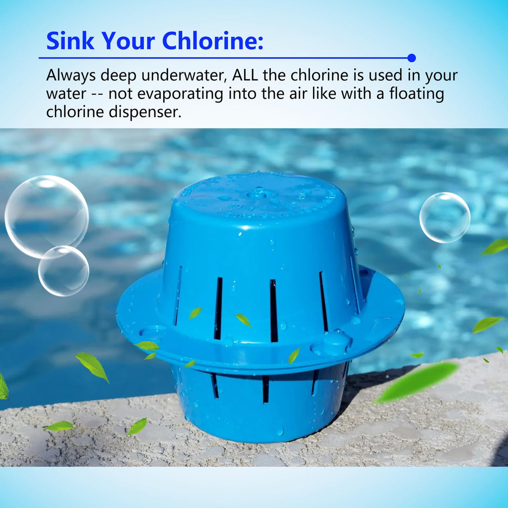 Upgraded Sinking and Floating Pool Cl Dispenser,Sinking Cl Dispenser for Pool,Sinks - Cleans - Floats,Completely immersed, no Waste,Less Smell,Replaces Pool Cl Floater