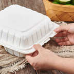 Jaluxing 8X8 3Compartment 50Pack Plastic Clamshell Take Out Food Containers, Heavy Duty To-go Disposable Lunch Box Restaurant Meal Prep Packaging Catering Hinged Container (Formerly FULING)