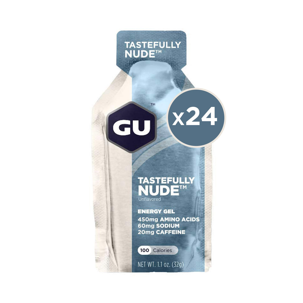 GU Energy Original Sports Nutrition Energy Gel, Vegan, Gluten-Free, Kosher, and Dairy-Free On-the-Go Energy for Any Workout, 24-Count, Tastefully Nude