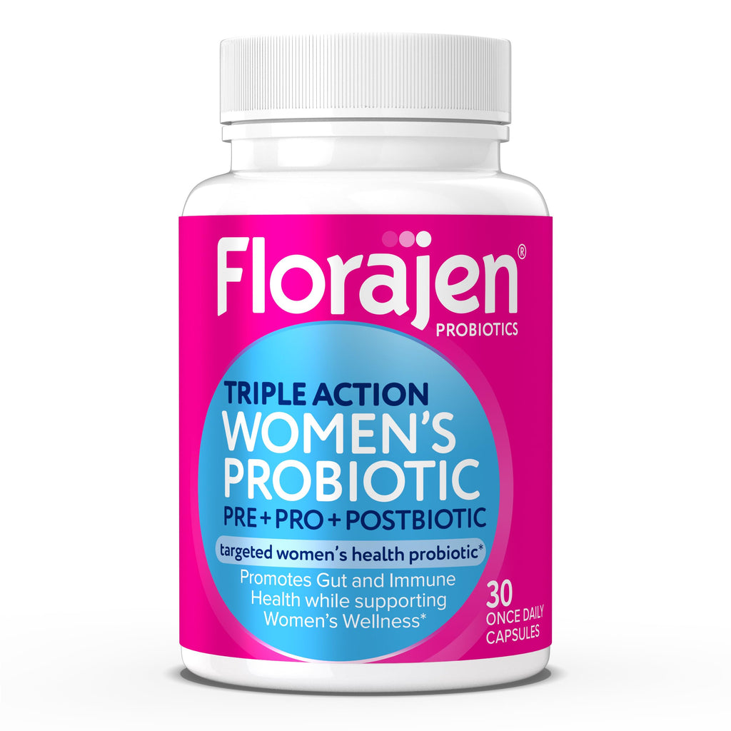 Florajen Women's Complete Triple-Action Prebiotic + Probiotic + Postbiotic for Digestive & Immune Support, Fast-Acting Relief from Constipation & Bloating, Gluten-Free, Vegan, Non-GMO, 30-Count