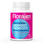 Florajen Women's Complete Triple-Action Prebiotic + Probiotic + Postbiotic for Digestive & Immune Support, Fast-Acting Relief from Constipation & Bloating, Gluten-Free, Vegan, Non-GMO, 30-Count