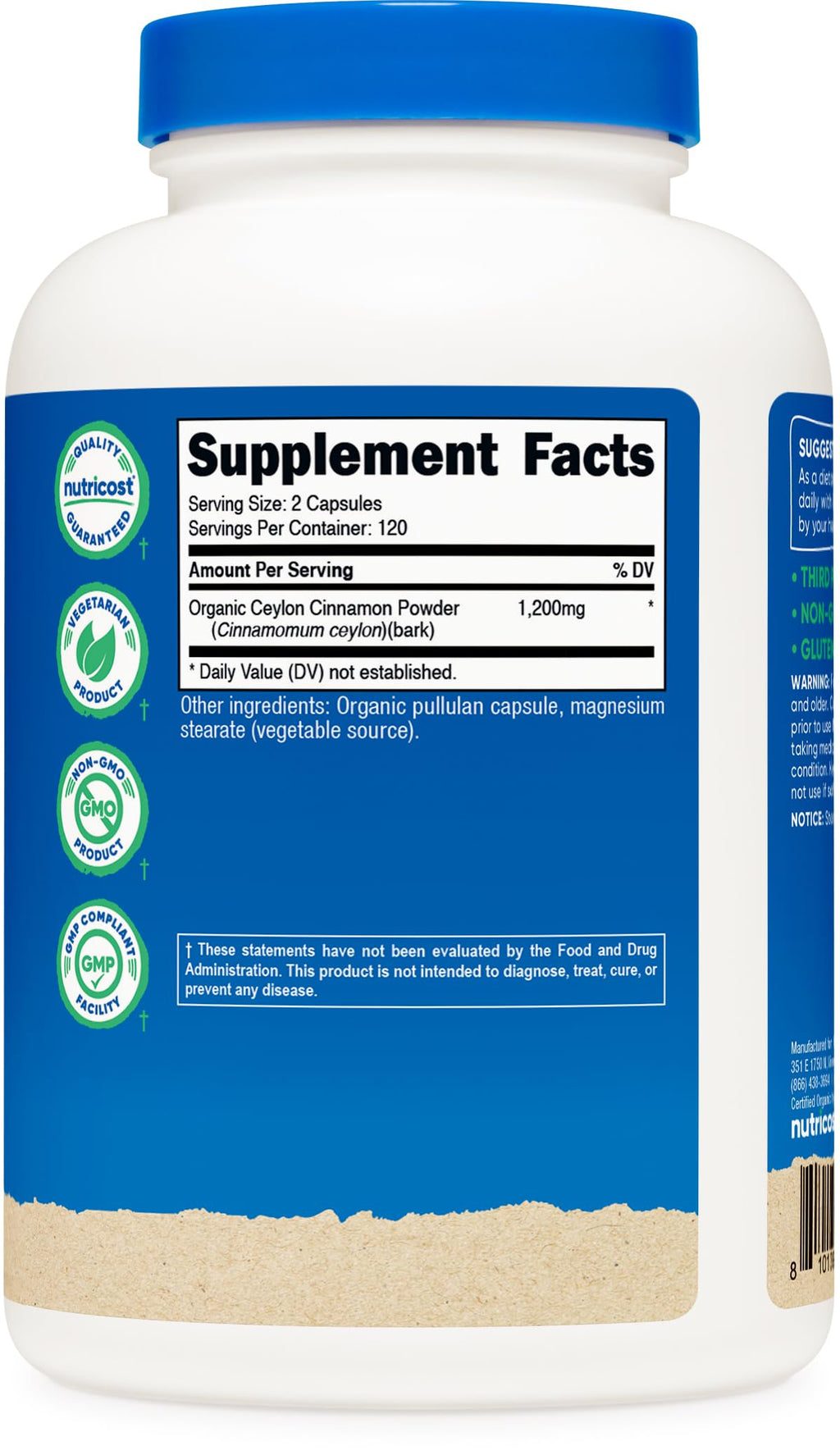 Nutricost Ceylon Cinnamon Capsules (240 Capsules) 1200mg per Serving - Gluten-Free