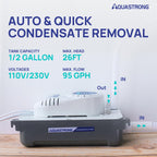 Aquastrong Automatic Condensate Pump for Hvac, 115V/230V Condensation Pump with Safety Switch, Ac Condensate for dehumidifier, Air Conditioner, Ice Maker, 3.3' Power Cord, Grey