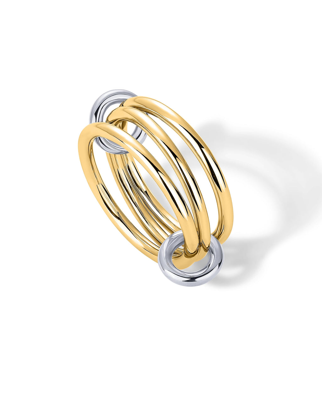 PAVOI Two-Toned Interlocked Statement Ring - White & Yellow