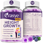 Crasye Height Growth Gummies for Kids & Teens - Calcium, Vitamin D3 + K2, Zinc, Magnesium, L-Arginine - Teen Multivitamin Gummies for Children Bone Strength and Immunity - 60 Gummies