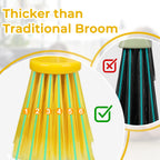 Indoor Broom for Floors 55” Soft Bristle Brooms for Sweeping Indoor/Outdoor to Clean Kitchen, Lobby, Office, Hardwood, Tile, Concrete, Patio, Deck-Yellow