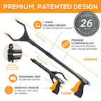 EZPIK Grabber Reacher Pro (43-inch), Premium Trash Picker with Comfortable Ergonomic Handle for Effortless Pickup of Trash, Litter & Small Debris, Ideal for Yard Work, Beach Cleanups & More