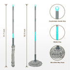 Kickleen Self Wringing Mop - Easy Squeeze Twist Mop with 52.5 Inch Long Handle, Heavy Duty for Hardwood, Tile, Vinyl & Laminate Floors (Gray)