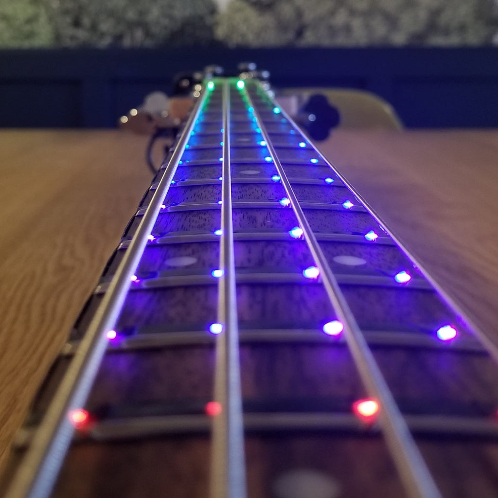 Fret Zealot LED Bass Guitar Fretboard Lights Learning Accessory - EASIEST and BEST Method to Learn To Play Bass Guitar for All Levels, Fits All FULL SIZE Bass Guitars, IOS & Android App included