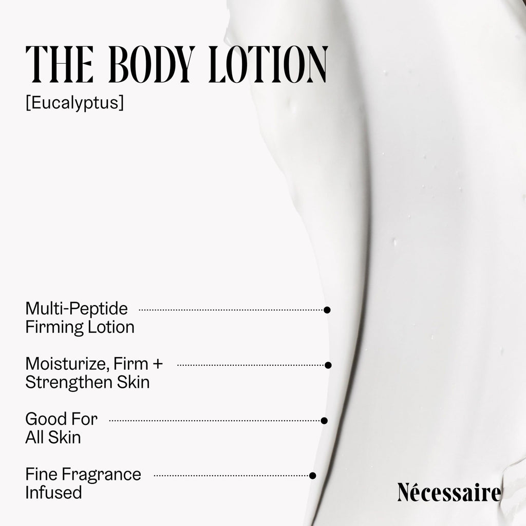 Nécessaire The Body Duo (Eucalyptus) Skincare Gift Set For Women + Men - The Body Wash 16.9oz + The Body Lotion 15.2oz. Multi-Oil Shower Gel Cleanser + Multi-Peptide Body Moisturizer. Non-Comedogenic.