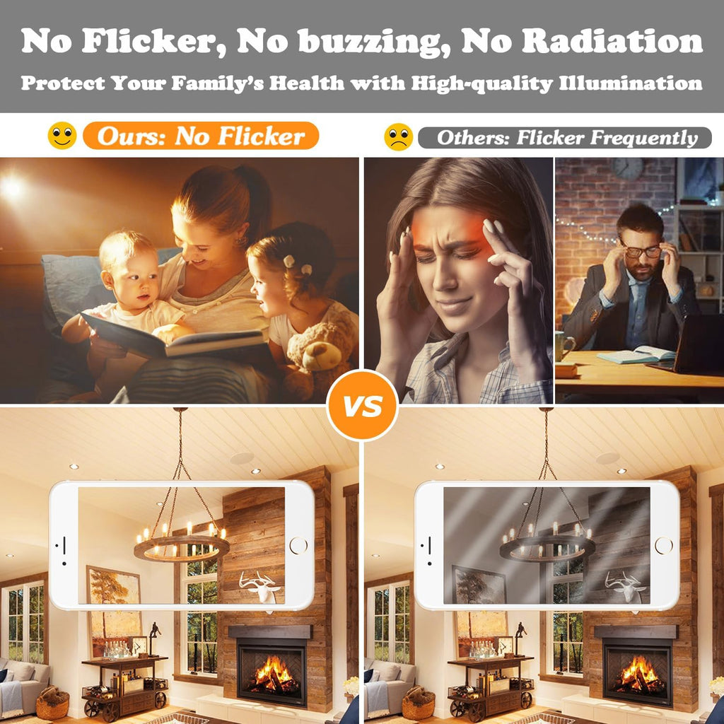 E12 Edison LED Light Bulbs 40 Watt Equivalent Candelabra, Dimmable 2700K Warm White T6 Clear LED Bulbs 4W 400lm Vintage T25 for Chandelier Ceiling Fan, Tubular Small Filament Bulbs, 6 Packs