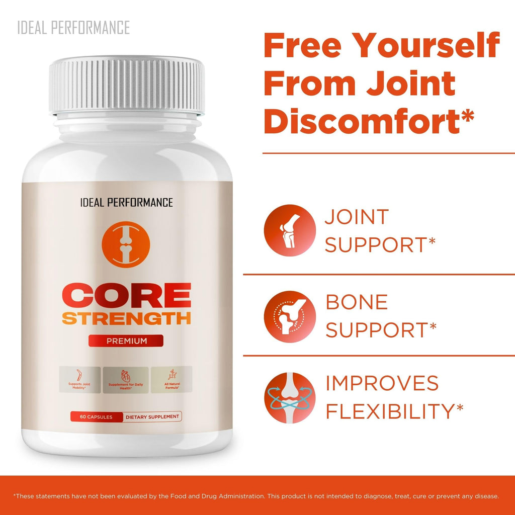Core Strength Supplement Pills, Core Strength Capsules - All Natural Formula to Fortify Bones, Movement & Bolster Flexibility, CoreStrength Premium Health & Wellness Support Reviews (60 Capsules)
