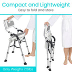 Vive Shower Chair For Elderly And Disabled - Folding Seat With Arms And Back - Foldable Bathroom Chairs For Sitting, Inside Shower - Portable For Travel - Fold Down, Collapsible, Compact & Comfortable