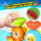 Baby Bath Toys Toddlers 1-3 Bear Kids Bath Tub Toys with 2 Turtle Swimming Wind up Water Toys & 3 Floating Boat Bathtub Toys for Infants Boys Girls 18+ Months Gifts Box Set