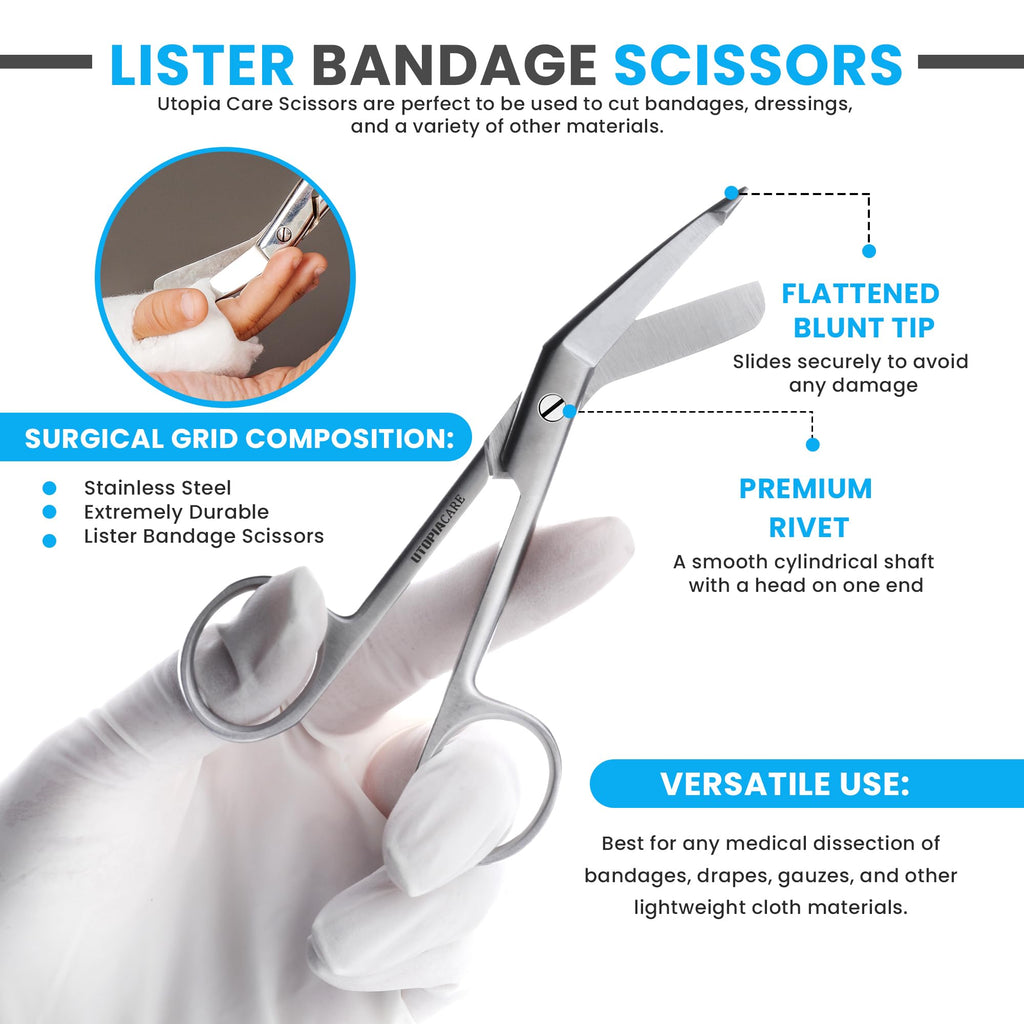Utopia Care Bandage Scissors, 4.5 Inch Stainless Steel Shears for First Aid and Professional Use – Black