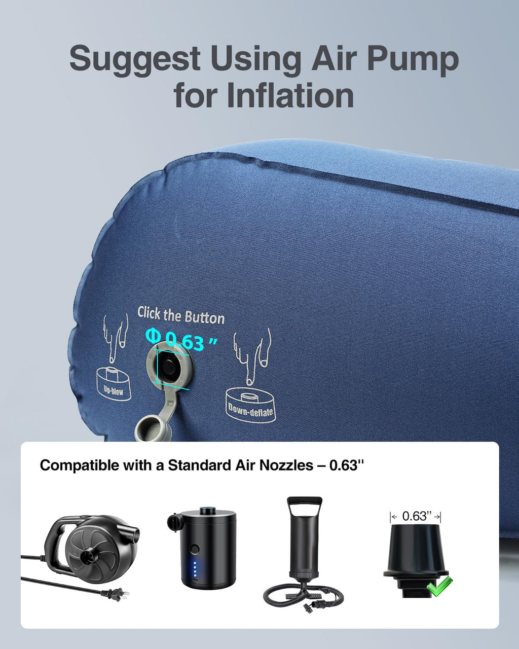 Luxtude Inflatable Wedge Pillow for Sleeping, Travel Wedge Pillow for Acid Reflux Relief, Sleep Apnea, Adjustable Bed Wedges Pillows for Back Pain Relief, Post-Surgery, Snoring and Leg Support