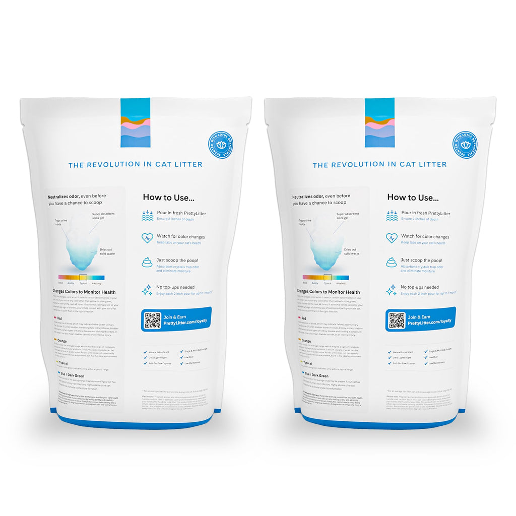 PrettyLitter Health Monitoring Cat Litter, Lotus Flower, 2-Pack, 6 lb. Bags