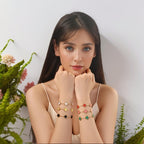 iGenztech (Sturdy Version) 18K Gold Plated Bracelets for Women Men (Double Sided) Four Leaf Clover Cute Trendy Lucky Braclet (Adjustable) Fit Wrist Within 8 Inch, Gold White Black Green Blue Red Pink