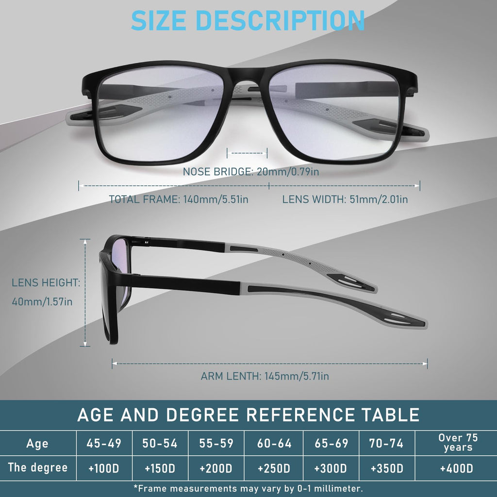 BLOEXCLU 6 Pack Reading Glasses for Men Sports Style Blue Light Blocking Readers with Spring Hinge Women Eyeglasses (Black & red & Brown & Orange & Blue & transparent, 2.5, x)