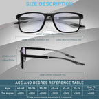 BLOEXCLU 6 Pack Reading Glasses for Men Sports Style Blue Light Blocking Readers with Spring Hinge Women Eyeglasses (Black & red & Brown & Orange & Blue & transparent, 2.5, x)
