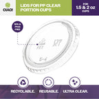 CIAO! Ultra Clear PET Portion Cup Lids, 62mm, Fits CIAO! 1.5 & 2 oz Portion Cups, Case of 2,500