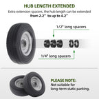 AR-PRO (2-Pack) 8-Inch Solid Wheel Replacement - 2.50-4" Flat Free Tire and Wheel with 5/8 extra 3/4 Bearings and 2.2" Offset Hub - Compatible with Hand Truck, Generator, Gorilla Carts