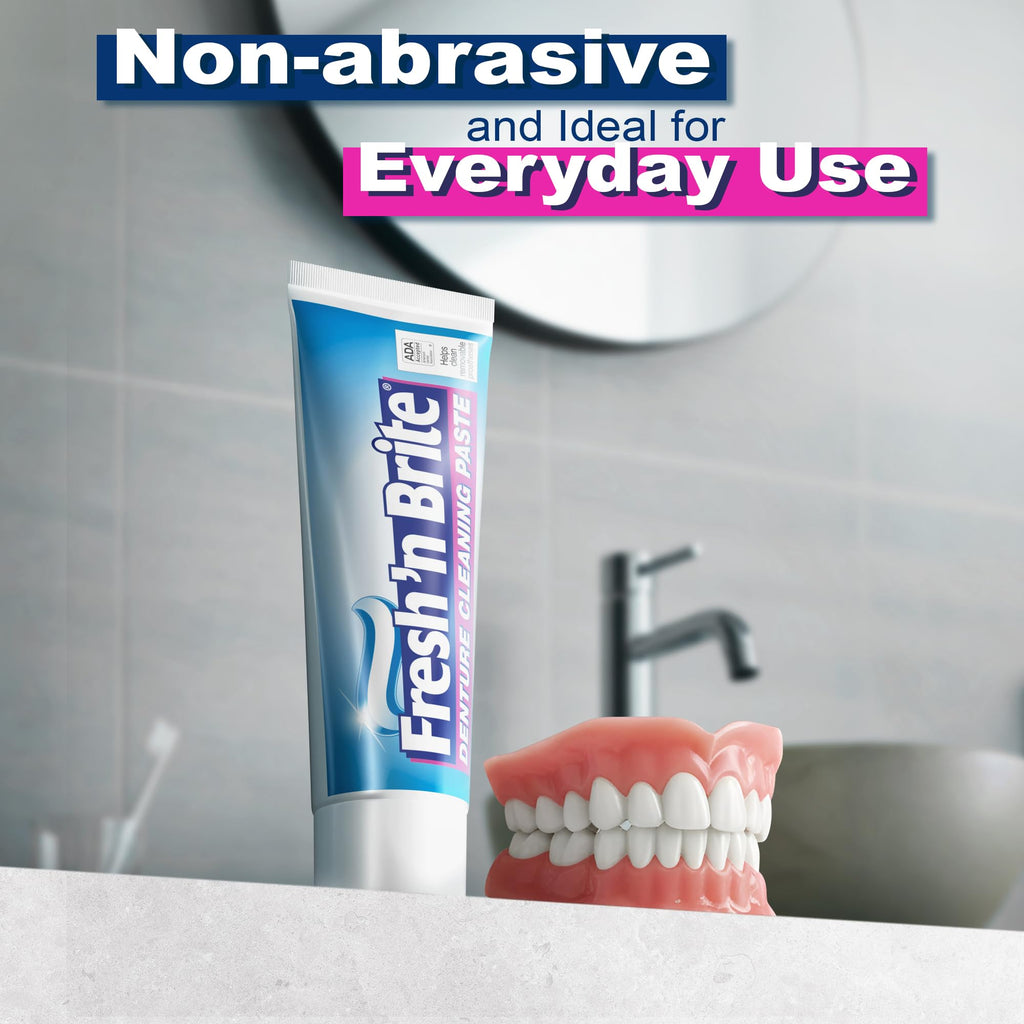 Fresh 'n Brite Denture Cleaner Paste, ADA Accepted Dual Action Formula for Fresh Breath & Gentle Care of Dentures, 1 Count