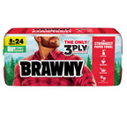 Brawny Tear-A-Square 3-Ply Paper Towels, 8 Triple Rolls = 24 Regular Rolls