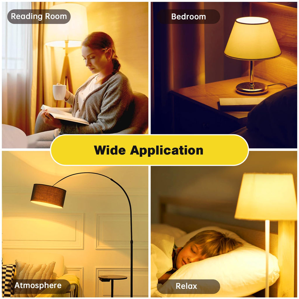 mfxmf Sleep Light Bulb 4 Pack Dimmable A19 9W 1800K Warm Light Bulbs